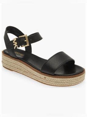Michael Kors Richie Black Espadrille Platform Wedge Sandals NIBox Size 6.5